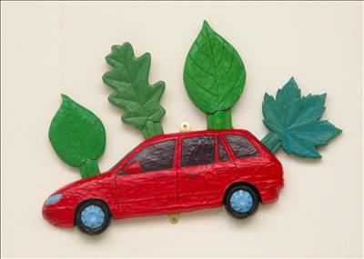 Red Foliate Car