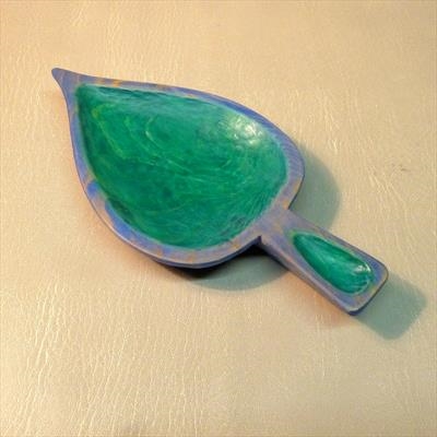 Small Leaf Dish, in blue and green