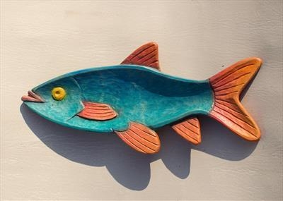 Slim Roach Fish Dish, turquoise&orange