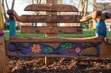 Detail of the "Hedgehog" side of the Kissing Seat. by Jeremy Turner, Sculpture, Oak