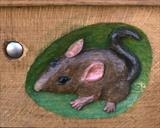 Detail, the"Woodmouse" carved relief vignette. by Jeremy Turner, Sculpture