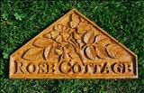 Rose Cottage, House Sign by Jeremy Turner, Sculpture, Oak