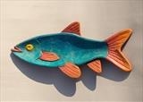 Slim Roach Fish Dish, turquoise&orange by Jeremy Turner, Wood, painted ash