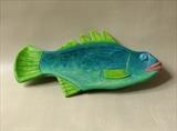 Stickleback Fish Dish, turquoise blue by Jeremy Turner, Wood, carved and painted wood