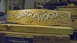 Tanglewood House Sign, work in progress by Jeremy Turner, Wood