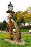 The Broughton Village Sign by Jeremy Turner, Sculpture, Oak