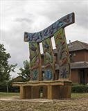 The Three Post Bench, Gyosei Art Trail, Milton Keynes by Jeremy Turner, Sculpture