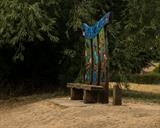 The Three Post Bench, renovated August 2022, Gyosei Art Trai by Jeremy Turner, Sculpture