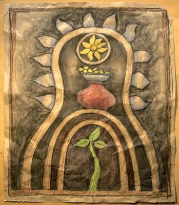 Toppling Fruit Bowl by Jeremy Turner, Drawing, Charcoal and Crayon